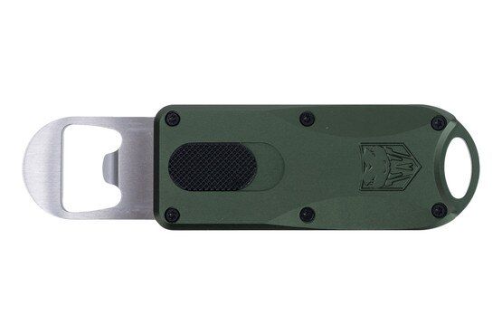 Cobratec OTF Bottle Opener in OD Green has an aluminum body